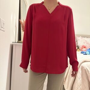 Women's V-cut Long Sleeve Blouse | Cranberry Business Casual